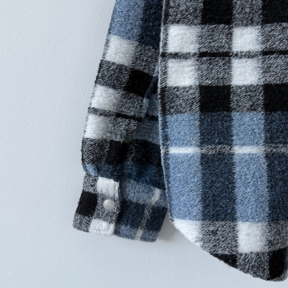 ZARA Blue Plaid Wool Blend Shacket Oversized Snap Button Jacket S - Picture 8 of 16